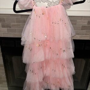 Lola + The Boys Sparkling Pink Layered Dress
